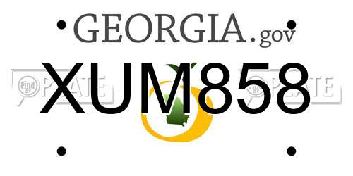 XUM858 Georgia License Plate