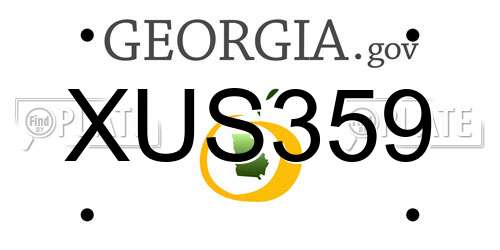 XUS359 Georgia License Plate