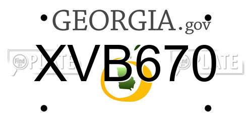 XVB670 Georgia License Plate
