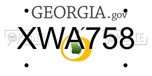 XWA758 Georgia License Plate