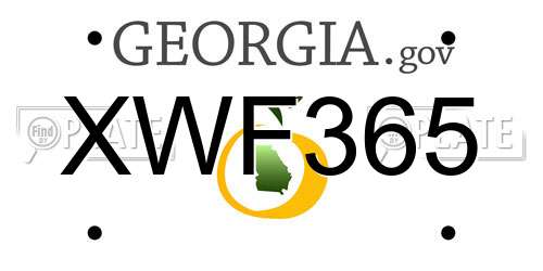 XWF365 Georgia License Plate