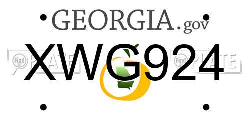 XWG924 Georgia License Plate