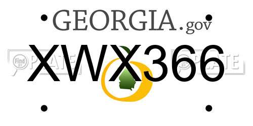 XWX366 Georgia License Plate