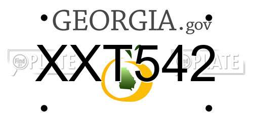 XXT542 Georgia License Plate