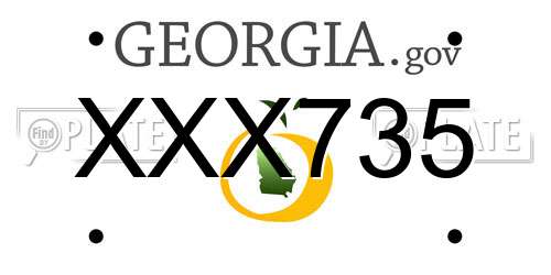 XXX735 Georgia License Plate