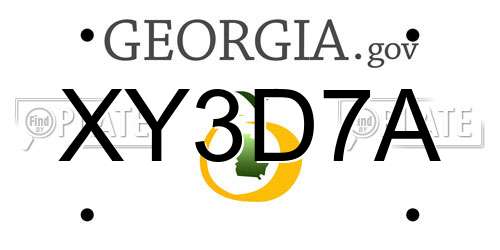 XY3D7A Georgia License Plate
