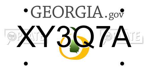 XY3Q7A Georgia License Plate