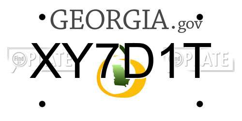 XY7D1T Georgia License Plate
