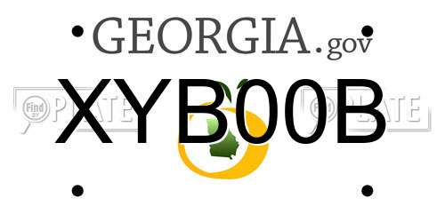 XYB00B Georgia License Plate