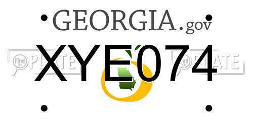 XYE074 Georgia License Plate