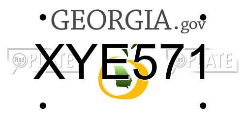 XYE571 Georgia License Plate