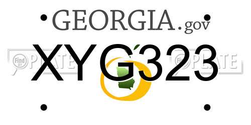 XYG323 Georgia License Plate