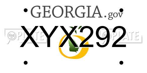 XYX292 Georgia License Plate