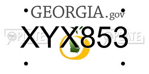 XYX853 Georgia License Plate
