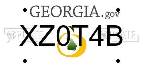 XZ0T4B Georgia License Plate
