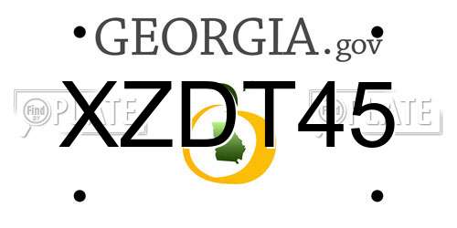 XZDT45 Georgia License Plate