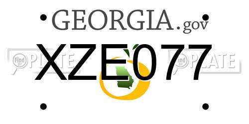 XZE077 Georgia License Plate
