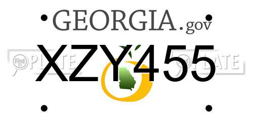 XZY455 Georgia License Plate