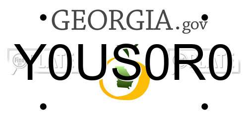 Y0US0R0 Georgia License Plate