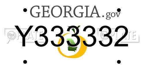 Y333332 Georgia License Plate