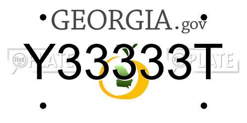 Y33333T Georgia License Plate