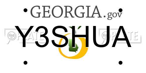 Y3SHUA Georgia License Plate