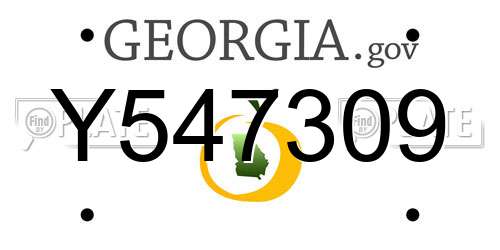 Y547309 Georgia License Plate