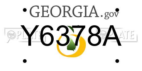 Y6378A Georgia License Plate