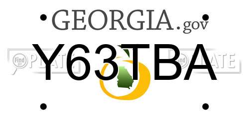 Y63TBA Georgia License Plate