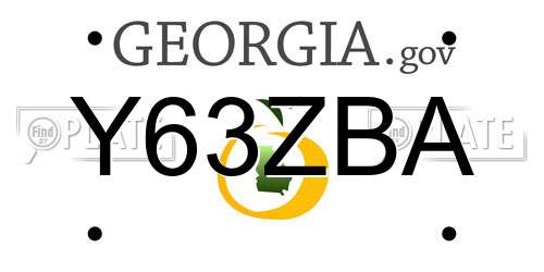 Y63ZBA Georgia License Plate