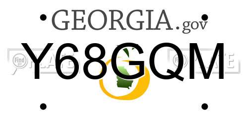 Y68GQM Georgia License Plate