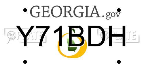 Y71BDH Georgia License Plate