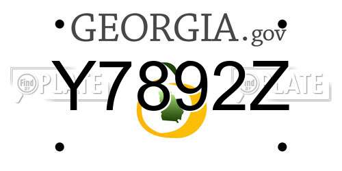 Y7892Z Georgia License Plate