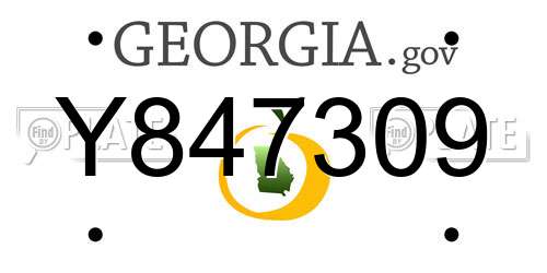 Y847309 Georgia License Plate