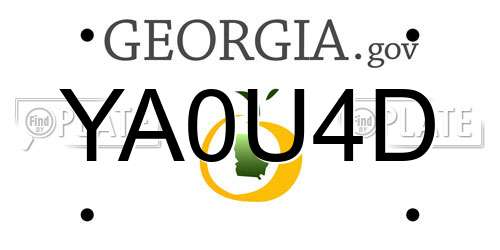 YA0U4D Georgia License Plate