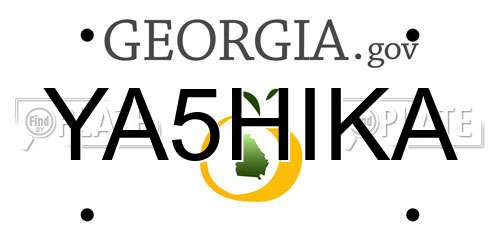 YA5HIKA Georgia License Plate