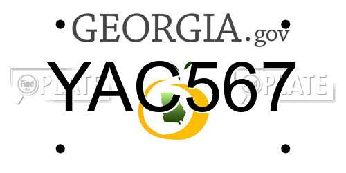 YAC567 Georgia License Plate