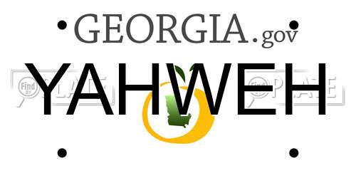 YAHWEH Georgia License Plate