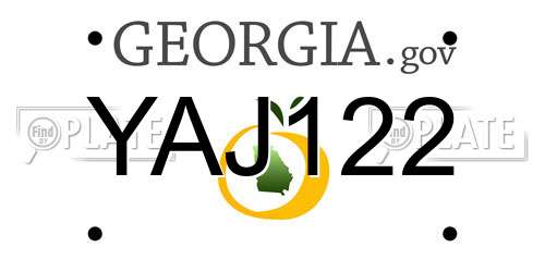 YAJ122 Georgia License Plate