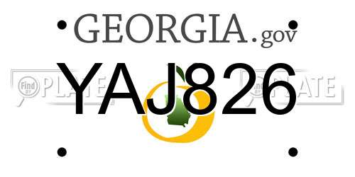 YAJ826 Georgia License Plate