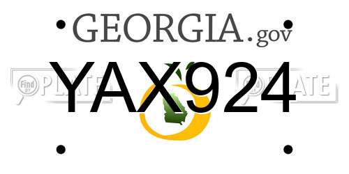 YAX924 Georgia License Plate