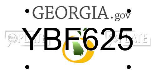YBF625 Georgia License Plate