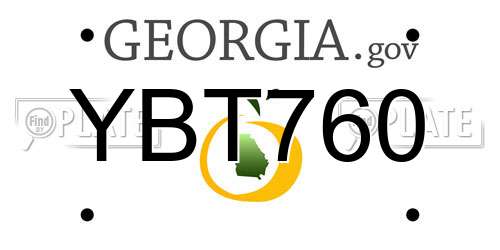 YBT760 Georgia License Plate