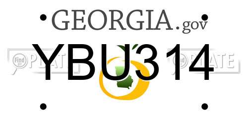 YBU314 Georgia License Plate