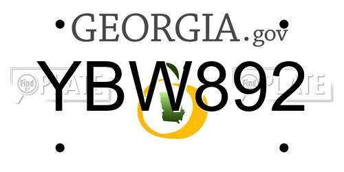 YBW892 Georgia License Plate