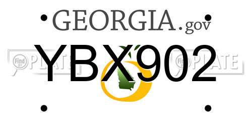 YBX902 Georgia License Plate