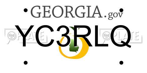 YC3RLQ Georgia License Plate