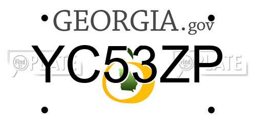 YC53ZP Georgia License Plate