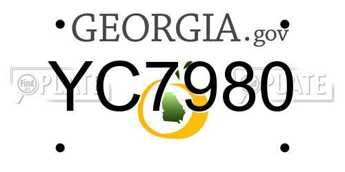 YC7980 Georgia License Plate