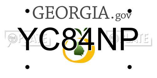 YC84NP Georgia License Plate